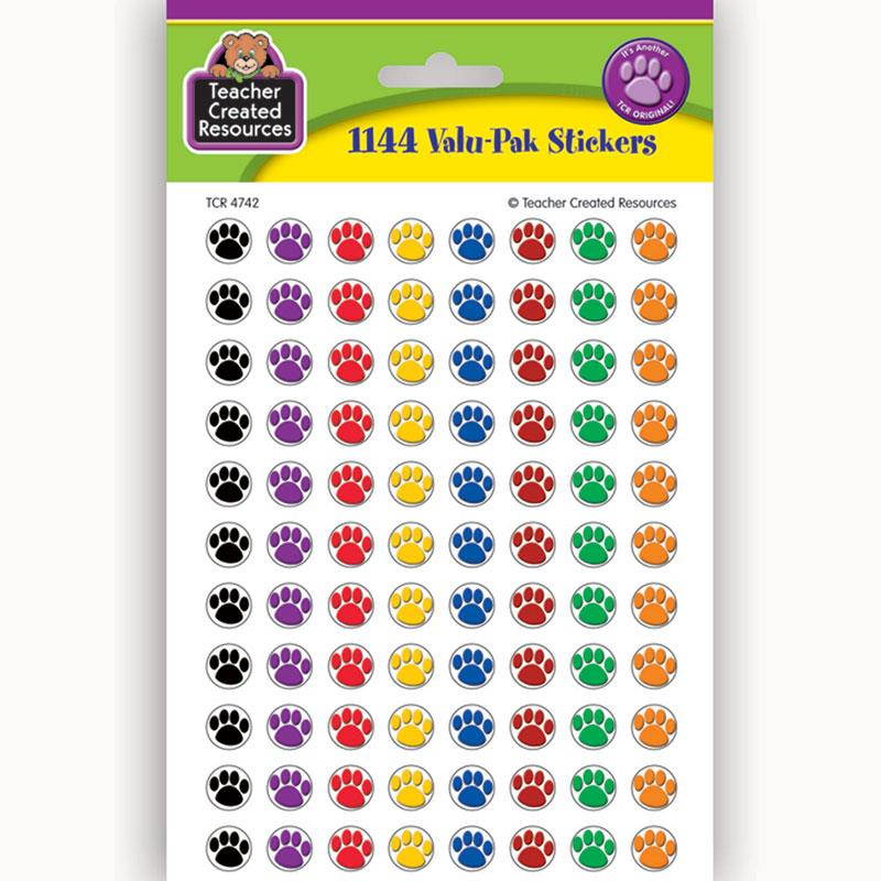 Teacher Created Resources TCR4742 Colorful Paw Prints Mini Stickers- Value Pack