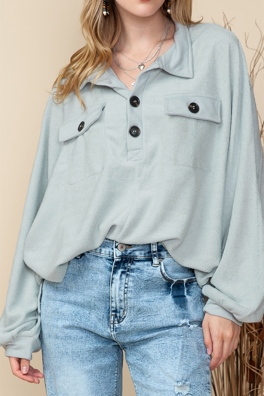 Pink Sequins Candy Cane Round Neck Sweatshirt