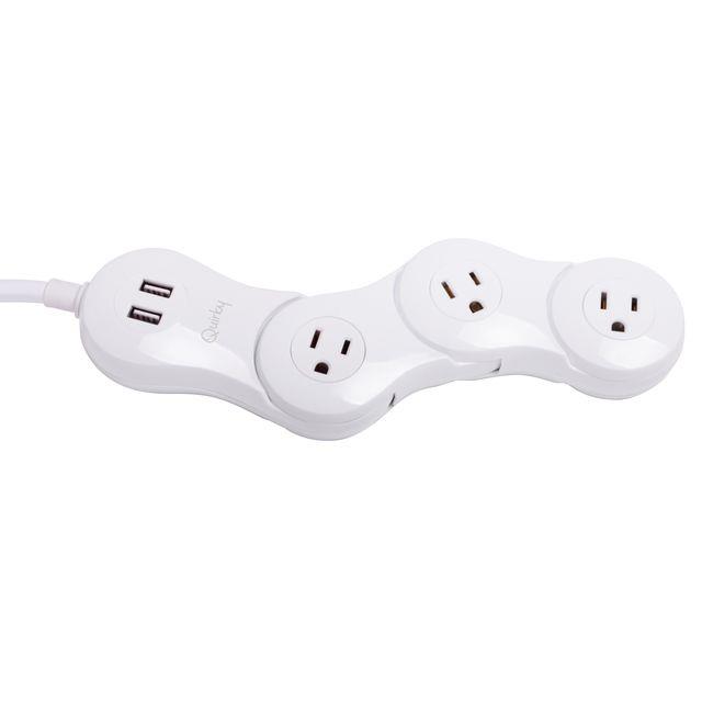Quirky Pivot Power Desktop - 2 USB outlets and 3 sockets - WHITE