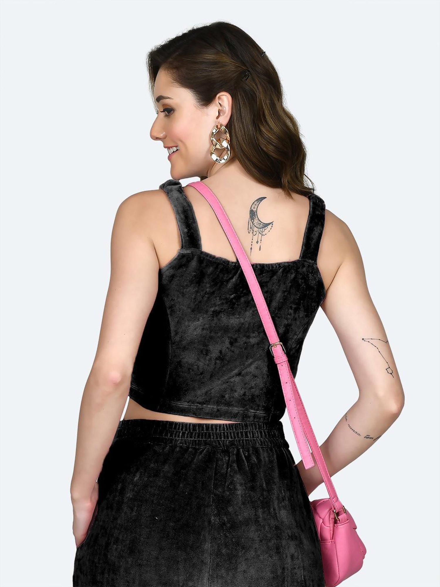 Zink London Black Regular Fit Crop Top