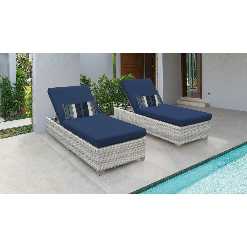 Fairmont 2pk Patio Chaise Lounges - Navy - TK Classics