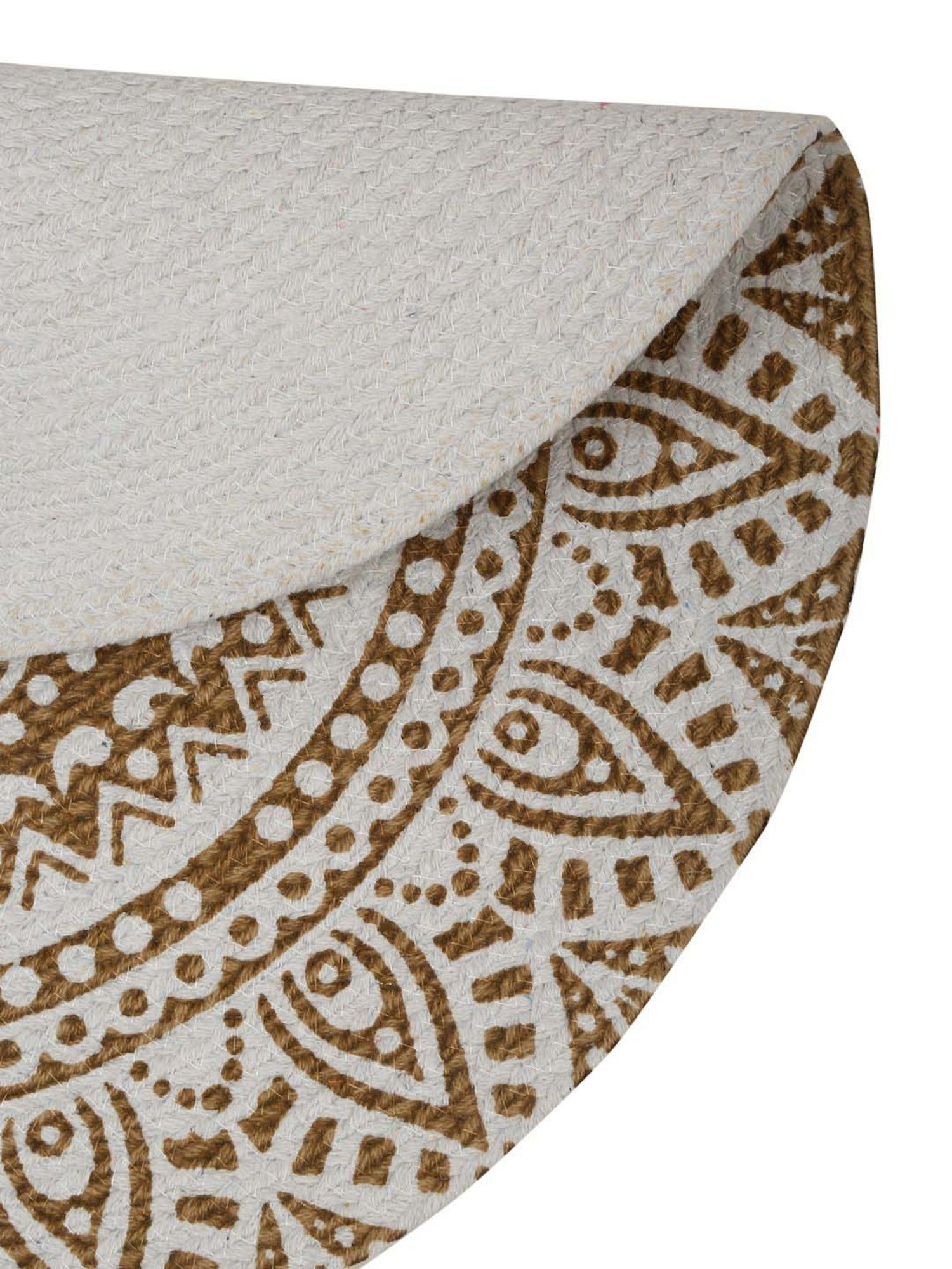 HOSTA HOMES Brown & White Cotton Digital Printed Centre Table Mat - Set of 2