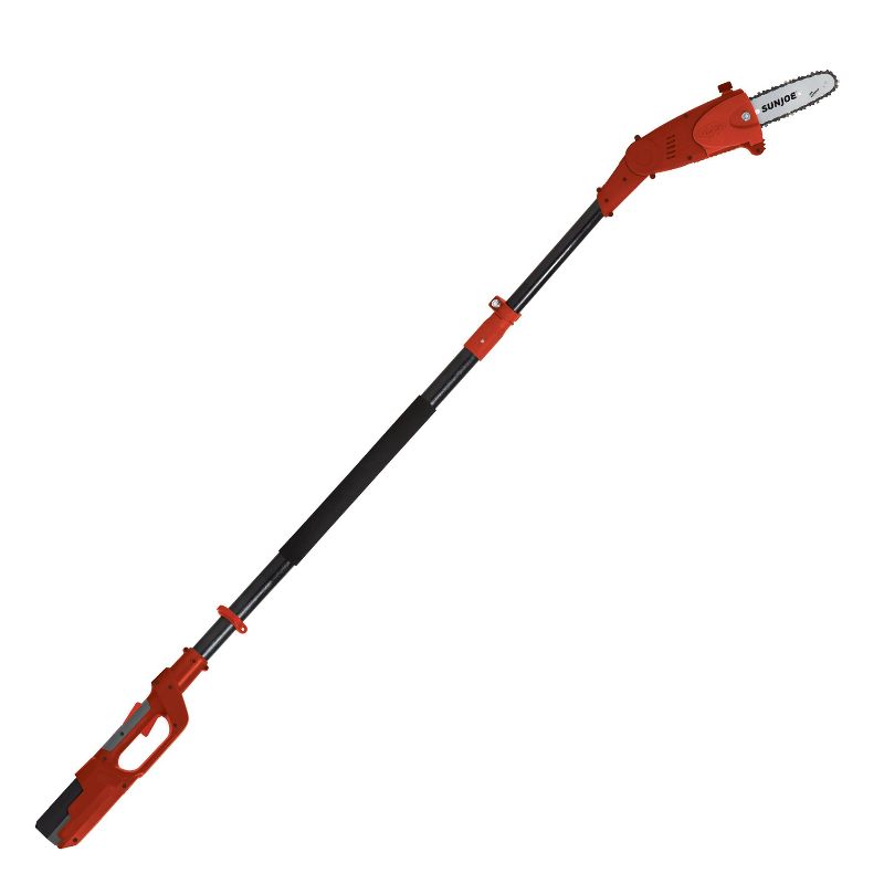 Sun Joe iON8PS2-LT-RED 8'' 40-Volt iONMAX Cordless Telescoping Multi-Angle Pole Chain Saw Kit