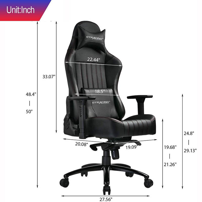 GTRACING Big and Tall Gaming Chair Memory Foam Computer Chair-Adjustable Tilt, Upgrade Mechanism,4D Armrests, Ergonomic High-Back Leather Carbon Fiber Racing Executive Office Chair, Metal Base (Black)