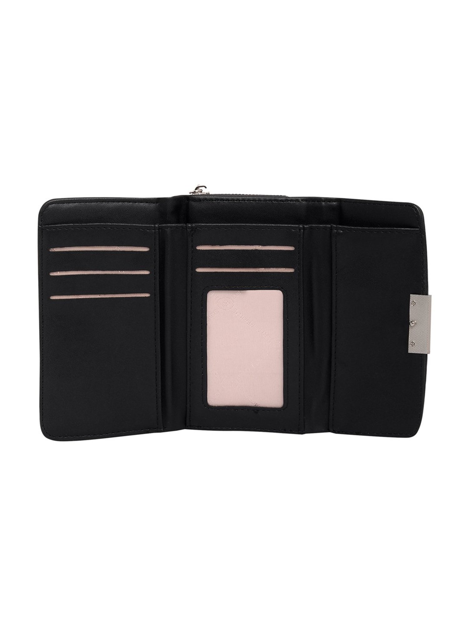 Lino Perros Black Medium Tri-Fold Wallet for Women