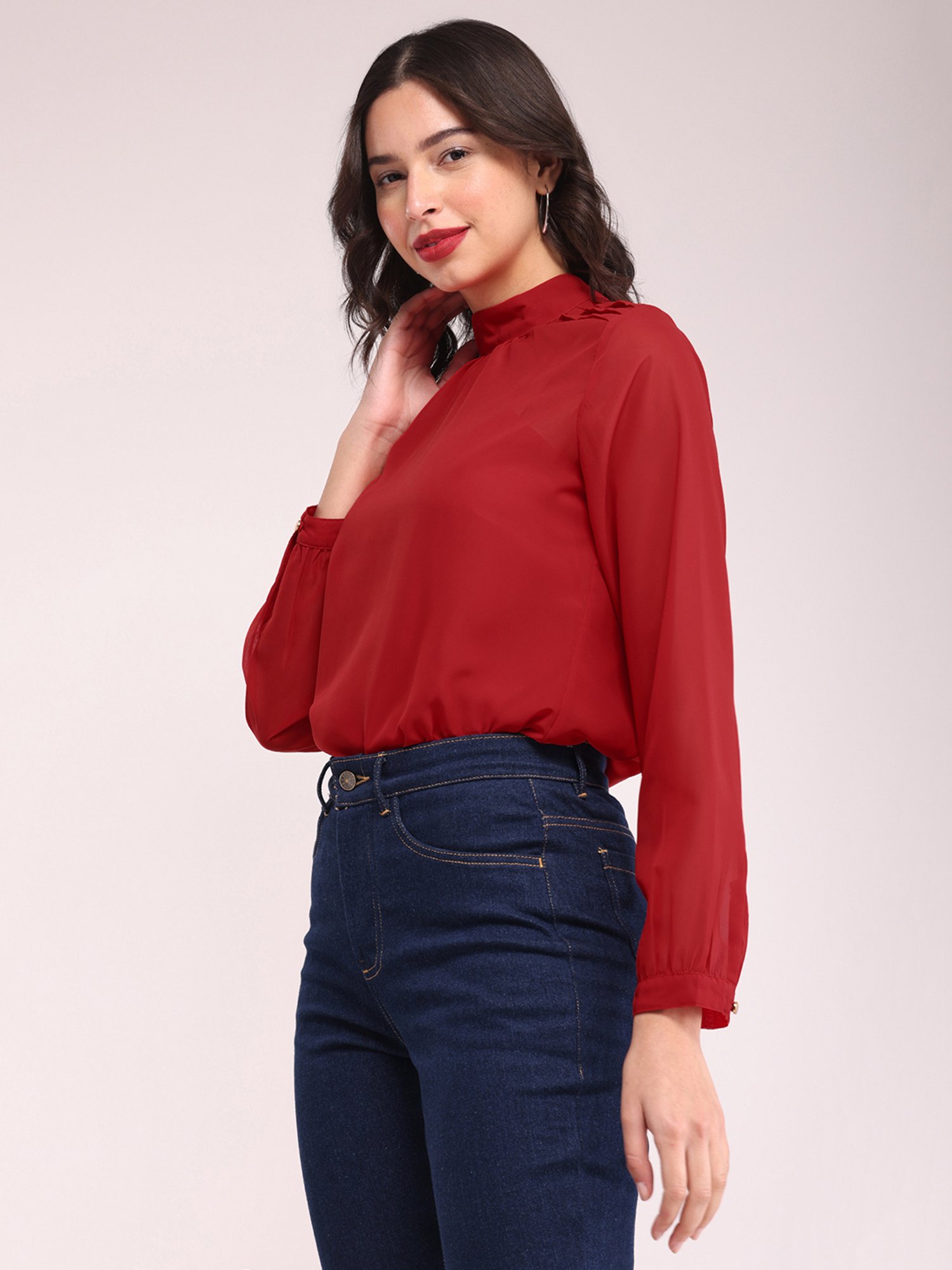 Fablestreet Red Relaxed Fit Top