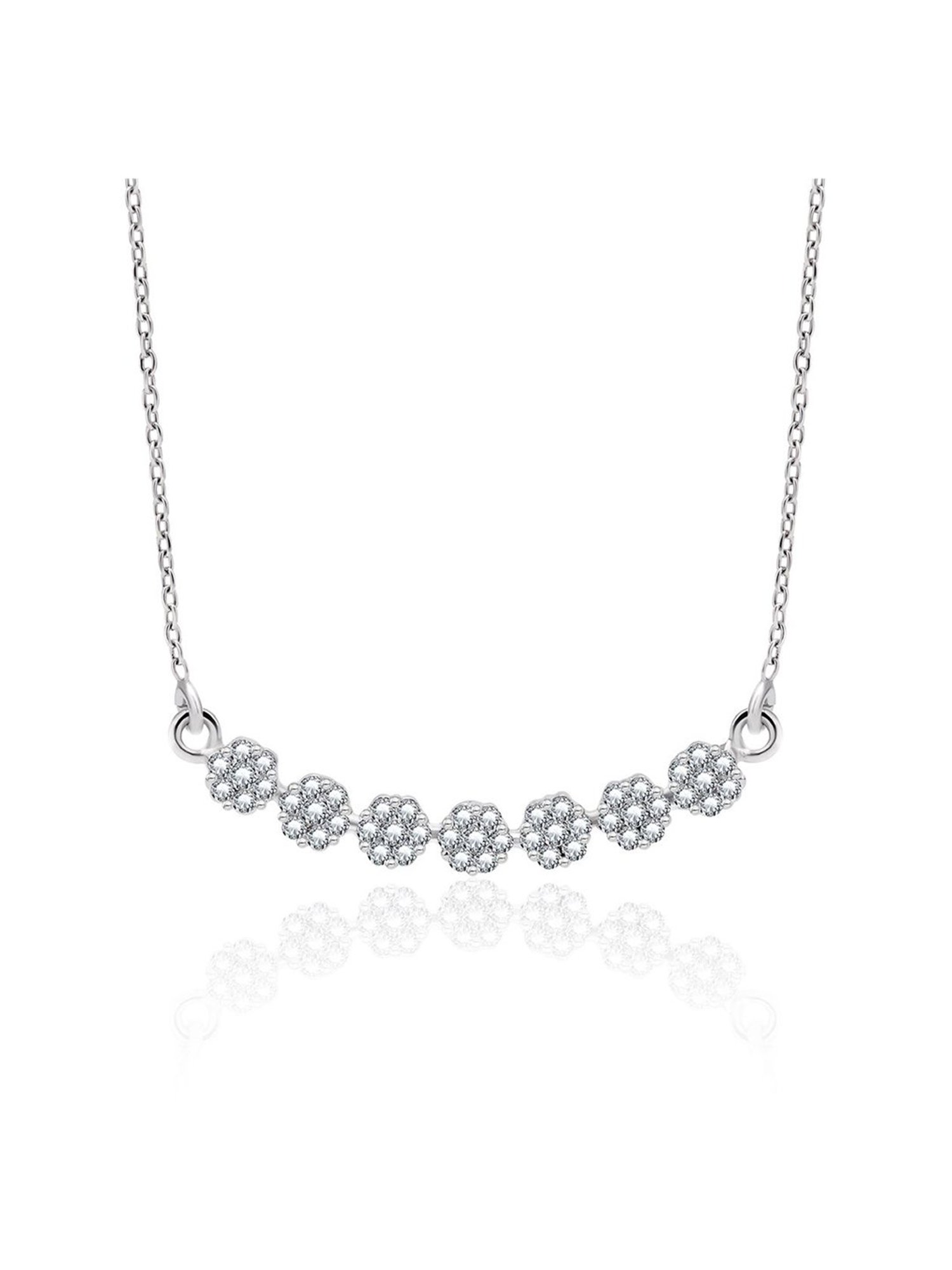 March by FableStreet 92.5 Sterling Silver Mini Flower Studded Necklace