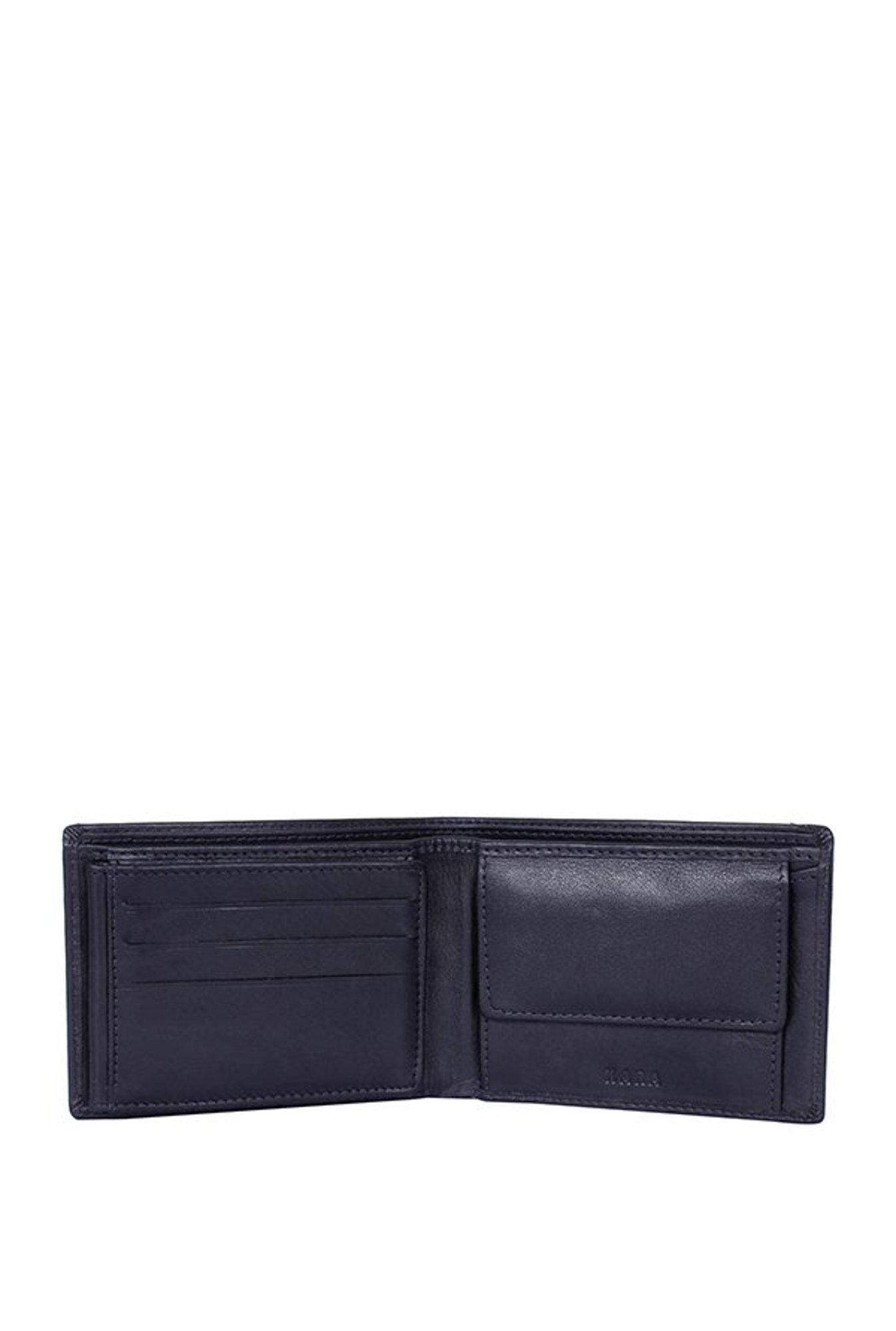 Kara Black Solid Leather Bi-Fold Wallet