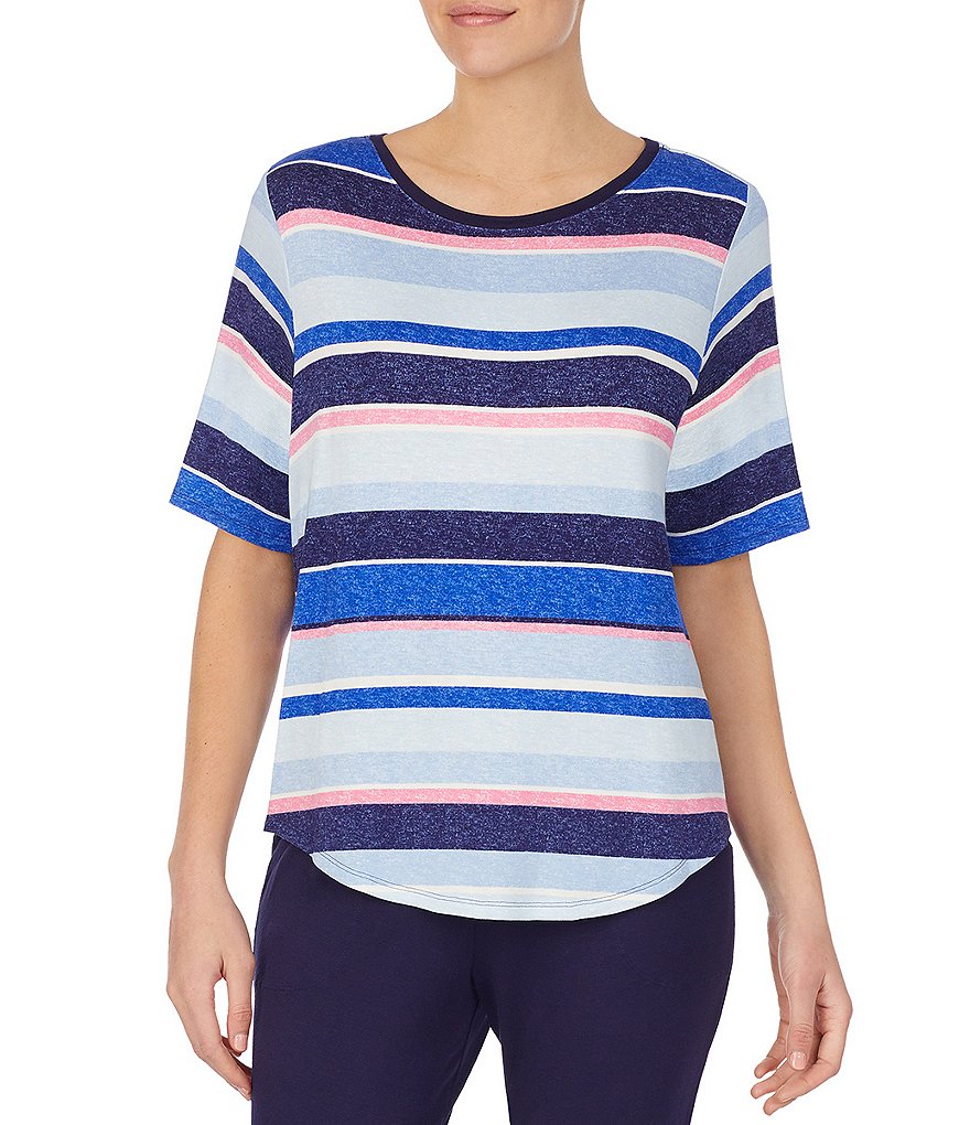 iRelax Striped Print French Terry Top