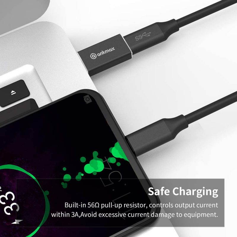USB C to USB A Adapter - Ankmax UA312C USB C to USB A Connector, USB C 3.1Adapter Support 5Gbps Data Sync & Fast Charging - Compatible with Laptops, PC, Chargers, Power Banks and More Devices