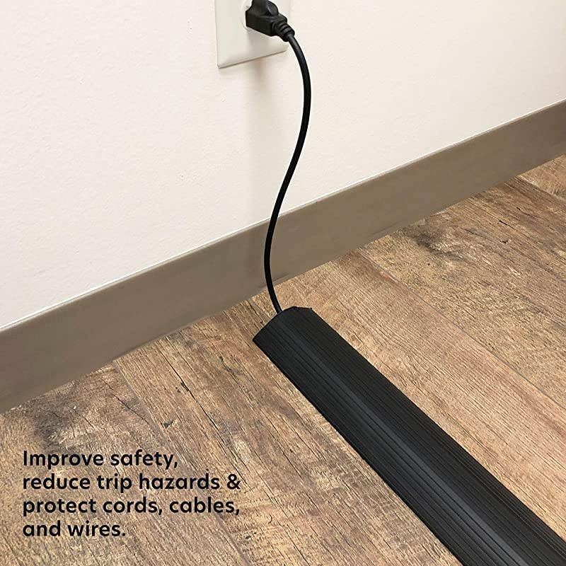 60005C Floor Cord Cover Protector for agement 3 in x 5 ft Black