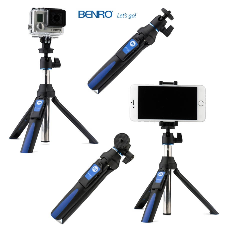 Benro BK10 Mini Tripod/Selfie Stick Ball Head & GoPro & 1.9-3.9" Black