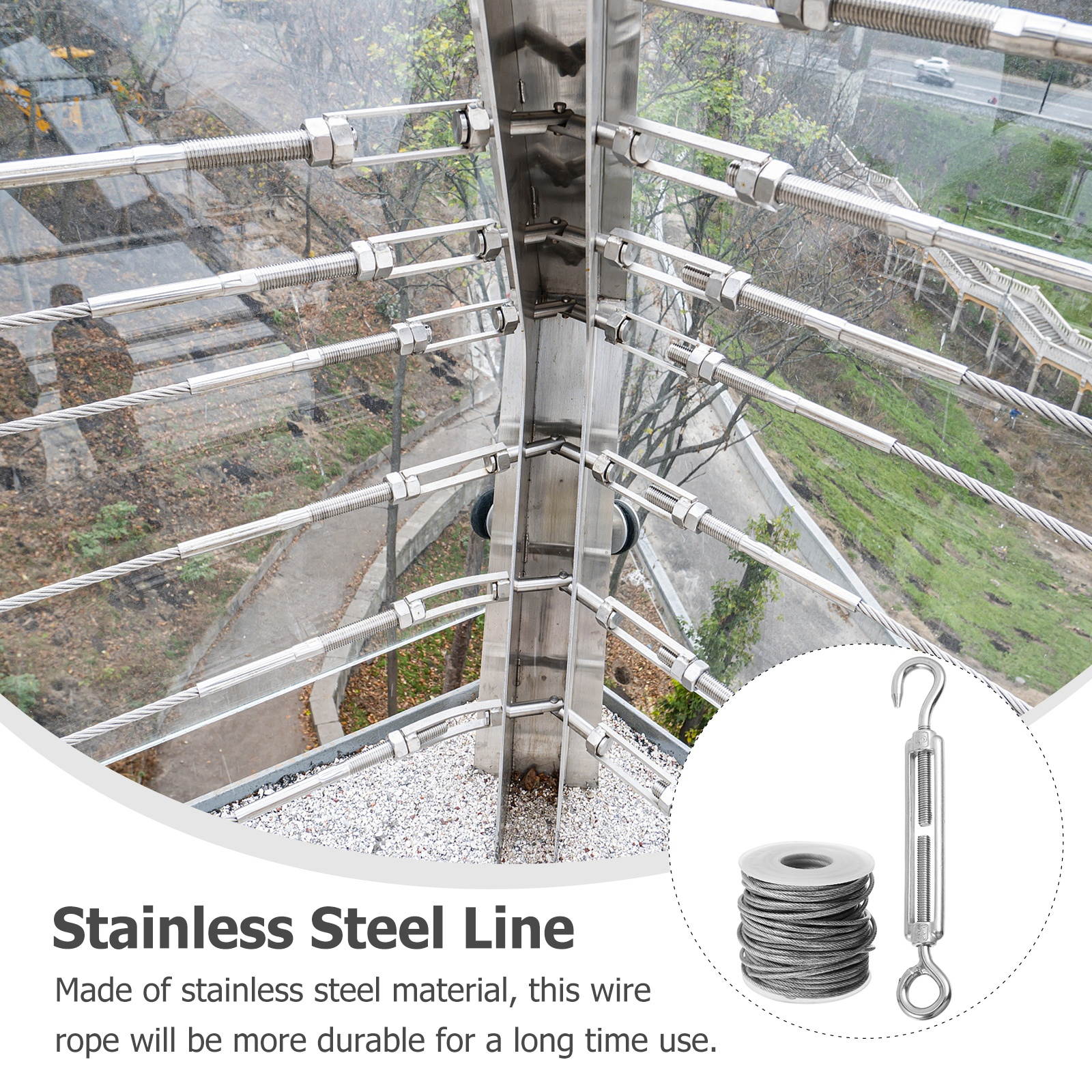 1 Set Stainless Steel Cable Rope Heavy Duty Wire Rope Hanging Wire Kit