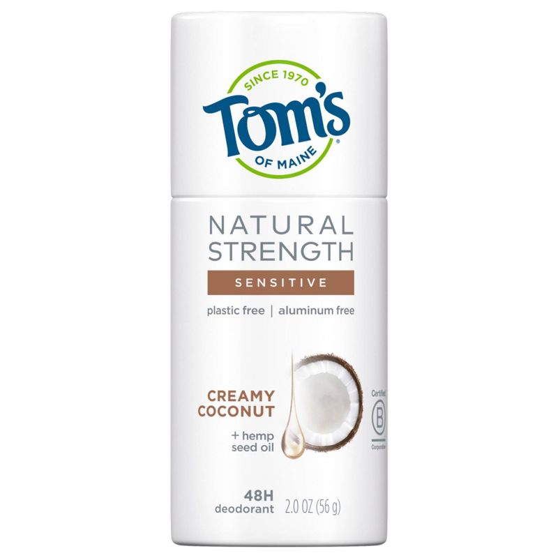 Tom's of Maine Natural Strength Plastic-Free Deodorant with Hemp Seed Oil, Creamy Coconut - 2oz