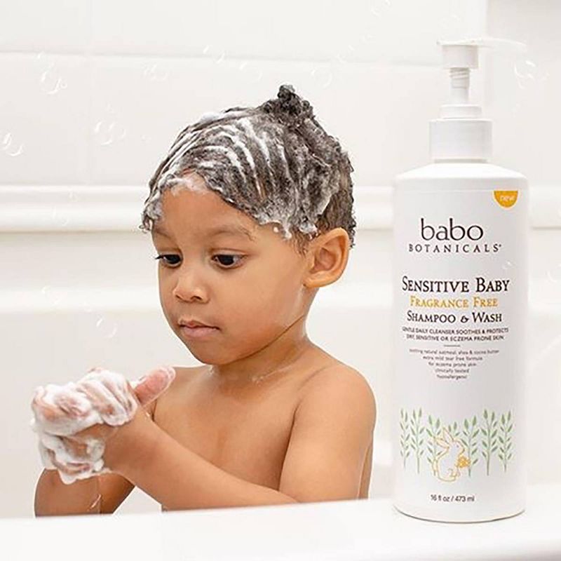 Babo Botanicals Sensitive 2-in-1 Fragrance Free Baby Shampoo & Wash - 16 fl oz