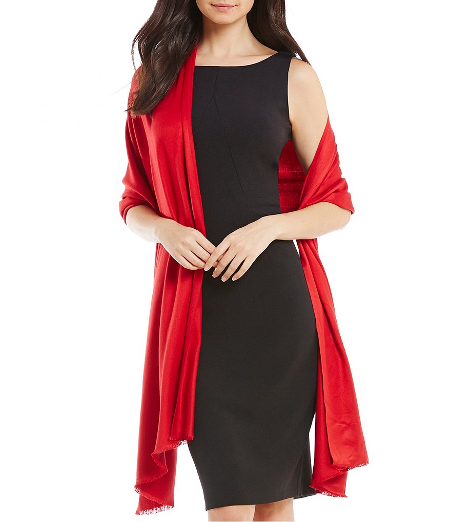 Cejon Metallic Crocheted Fringe Metallic Evening Wrap