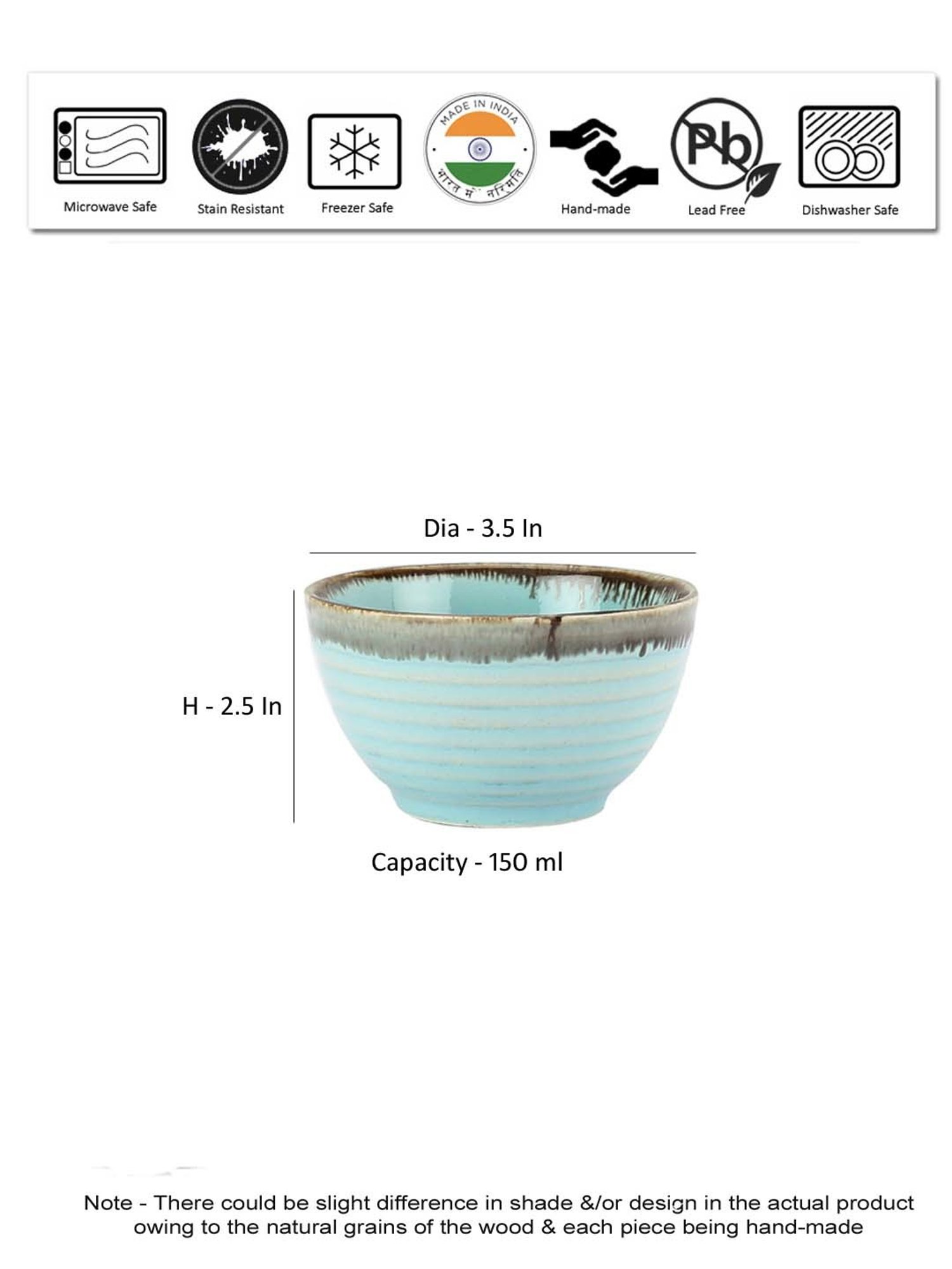 VarEesha Tranquil Mint Sage Green Ceramic Vegetable Bowl (0.15 L) - Set of 6