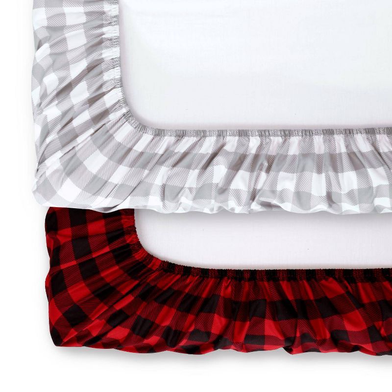 The Peantushell Sheets Red Buffalo Plaid/Gray Plaid 2pk