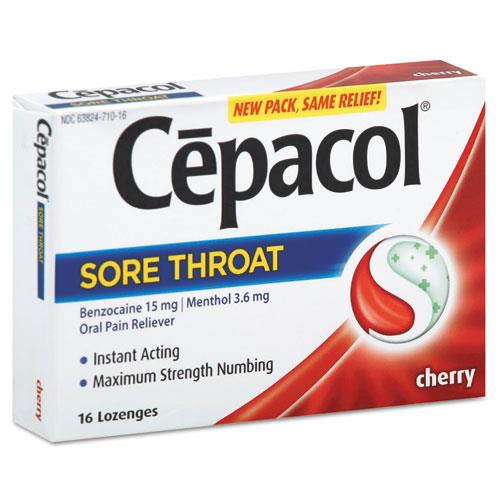 Cepacol 71016 Maximum Strength Numbing Lozenge, Cherry, 16/Box