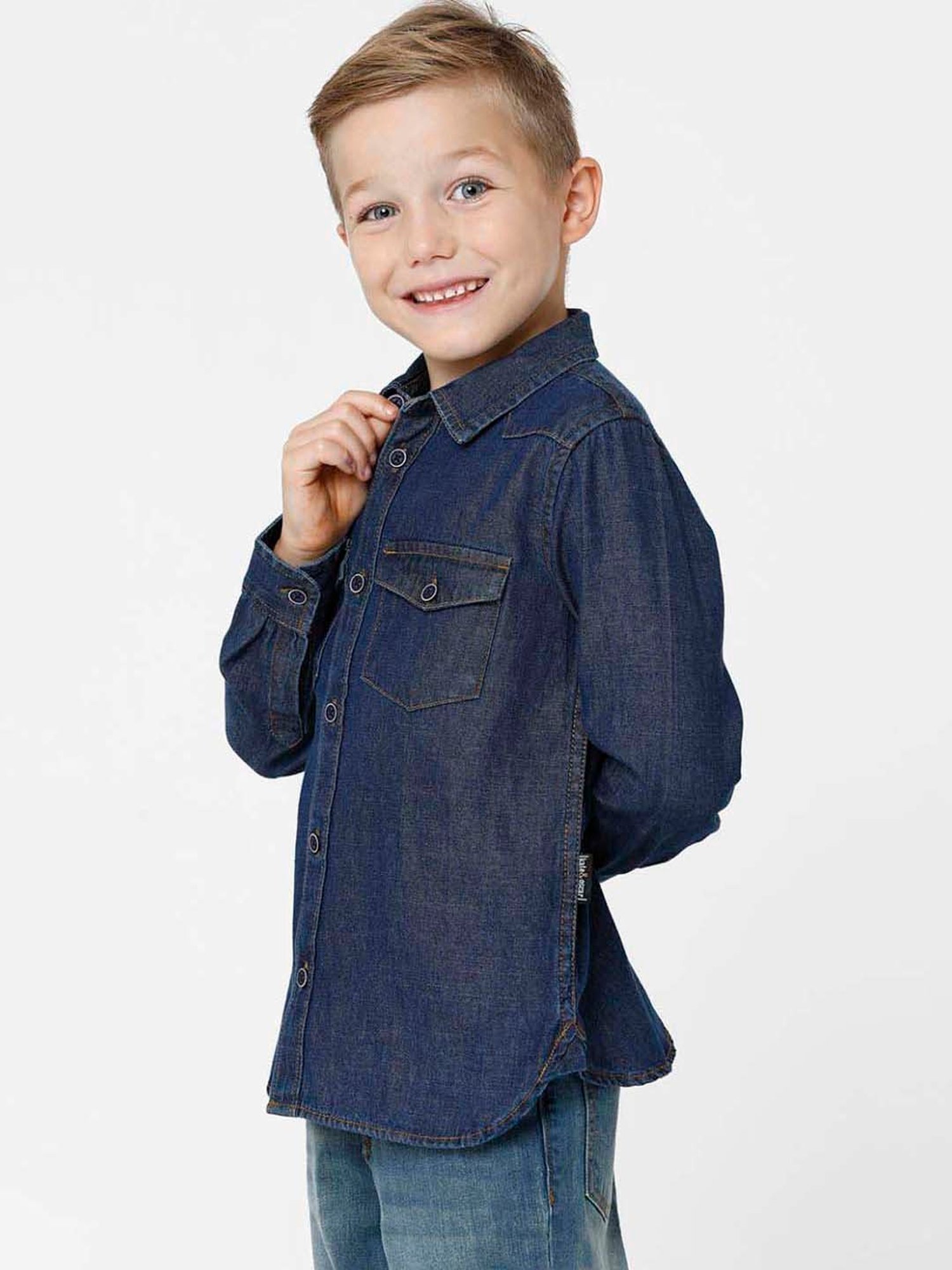 Kate & Oscar Kids Blue Cotton Regular Fit Full Sleeves Shirt