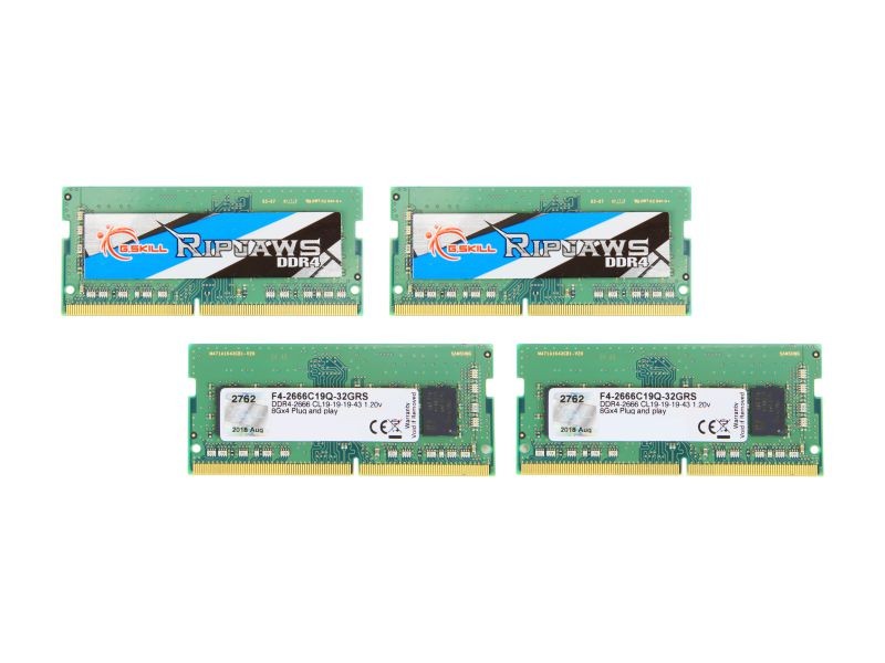 G.SKILL Ripjaws SO-DIMM 8GB 260-Pin DDR4 SO-DIMM DDR4 3200 (PC4 25600) Laptop Memory Model F4-3200C18S-8GRS