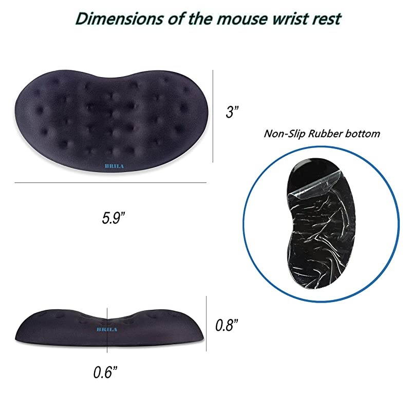 Upgraded Ergonomic Memory Foam Mouse Wrist Rest Support Pad Cushion for Computer Laptop Office Work PC Gaming Massage Holes Design Wrist Pain Relief