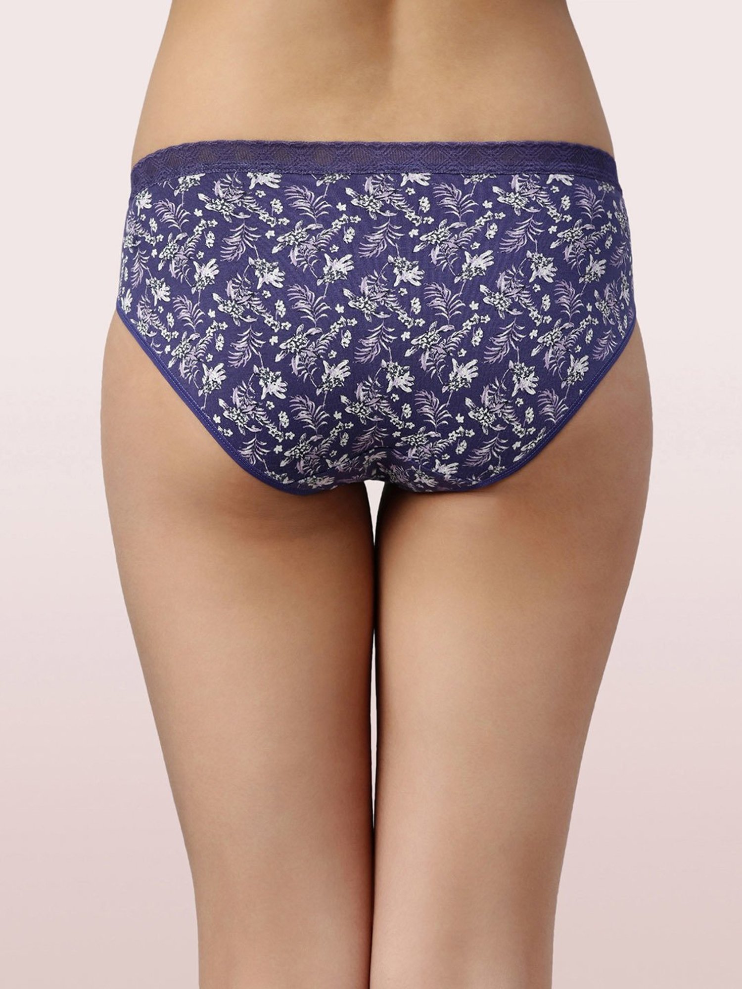 Enamor Blue & Violet Printed Hipster Panty Set - Pack of 2