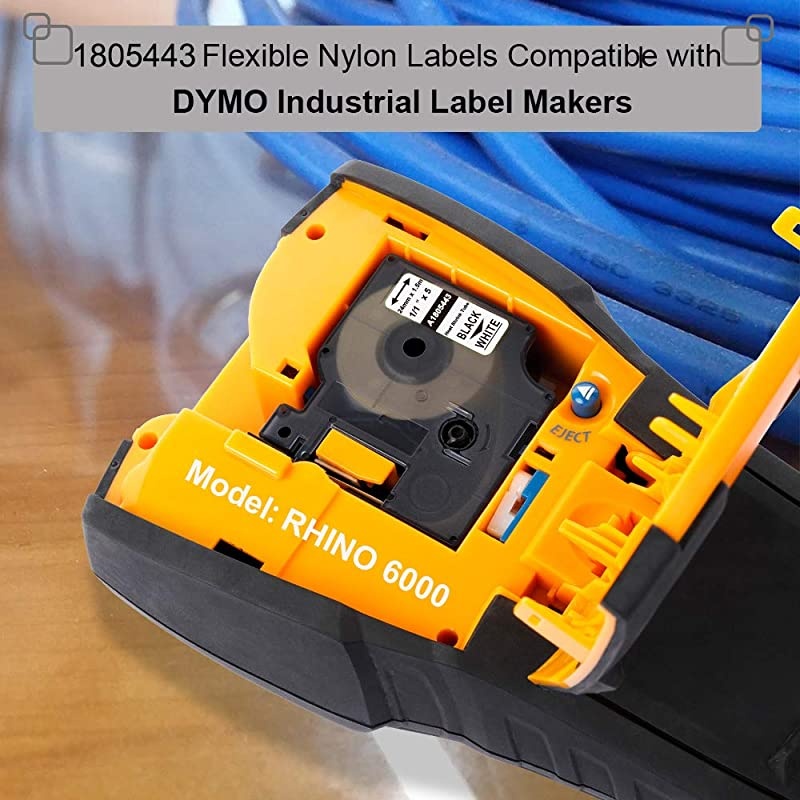 Compatible Industrial Labels Replacement for DYMO 1805443 1quot Rhino Heat Shrink Tube Labels Compatible with DYMO Rhino 6000 6500 Industrial Label Maker Black on White 1quot x 4924mm x 15m