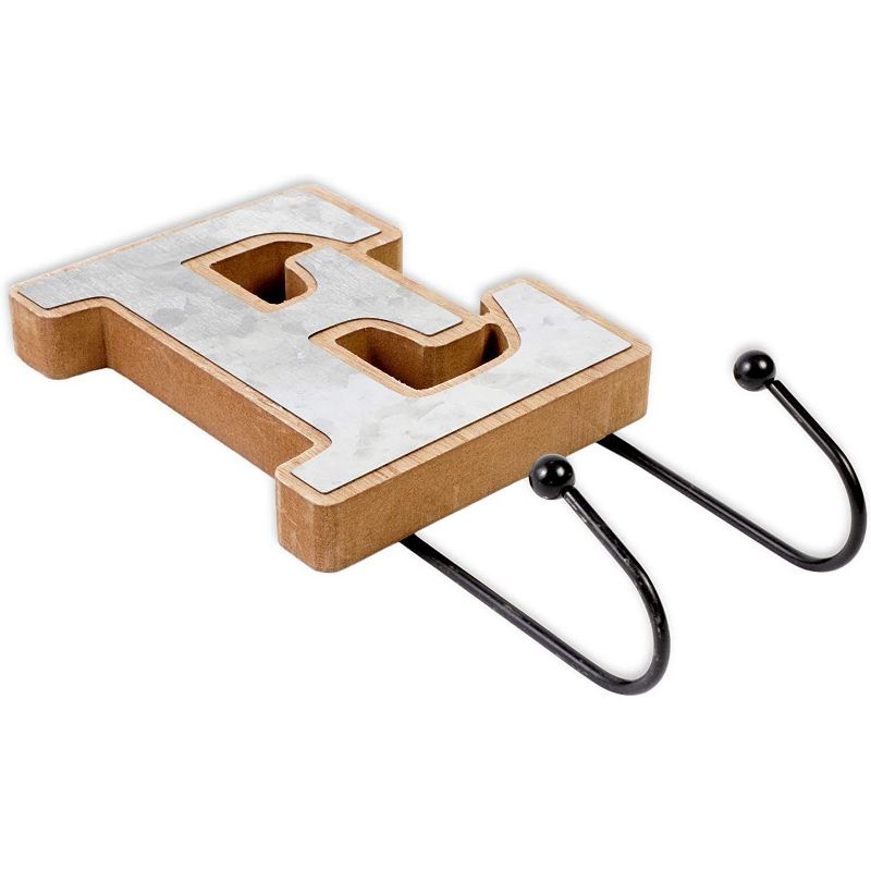 4-Piece "HOME" Wood Letters Key Holder Wall Mount Hooks Wall Decor for Coat Hat Key, 8 Inch Tall, Silver