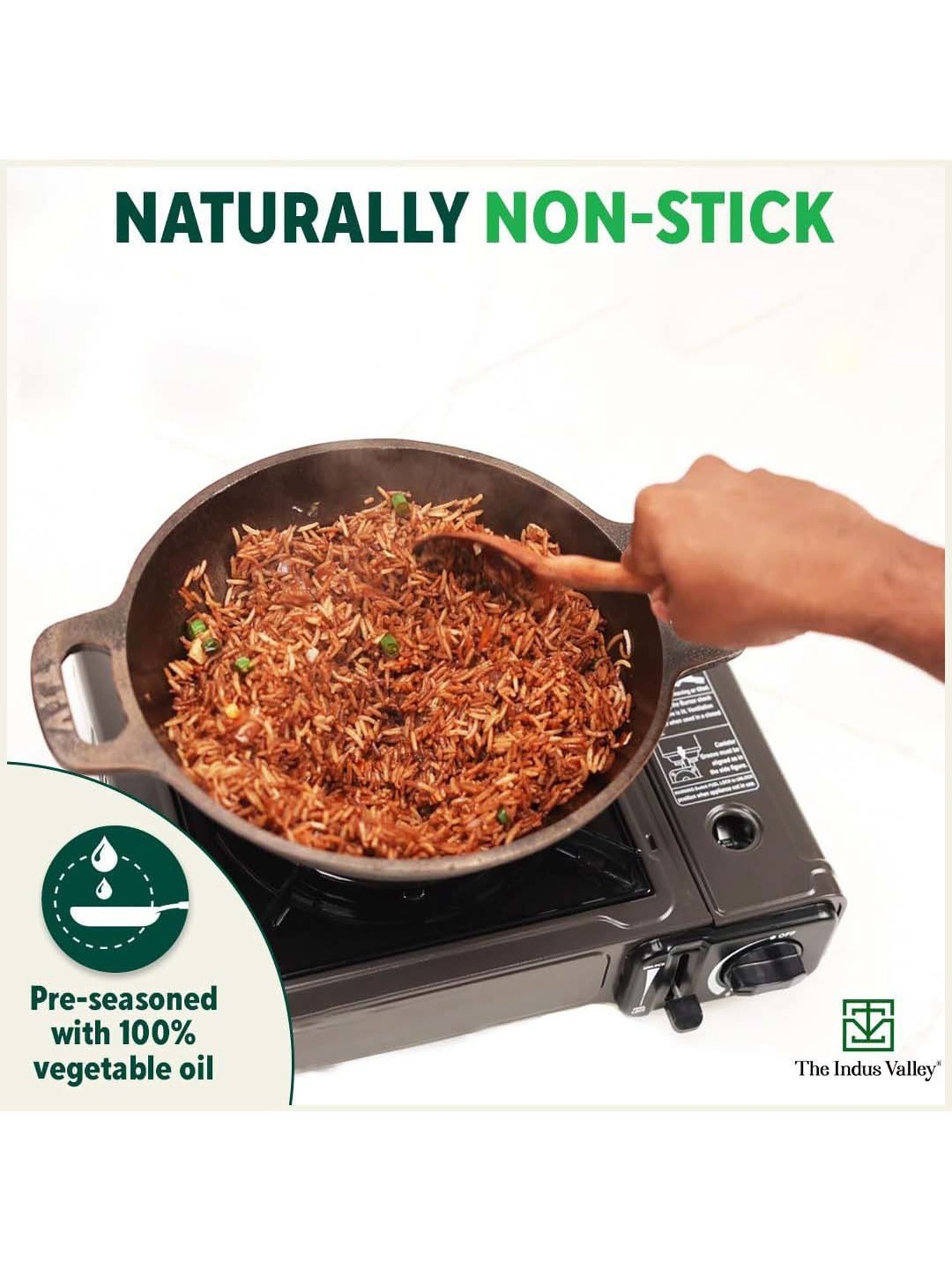 The Indus Valley Black Cast Iron 25.4 cm Super Smooth Kadhai (2.5 L)