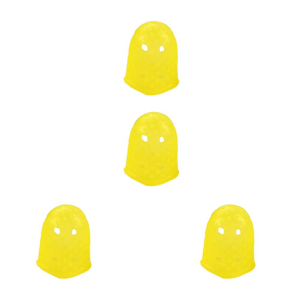 4 Pcs Guitar Fingertip Protectors Silicone Finger Guards Finger Picks Protector Finger Caps for Ukulele Electric Guitar Mandolin - Cyan (M)