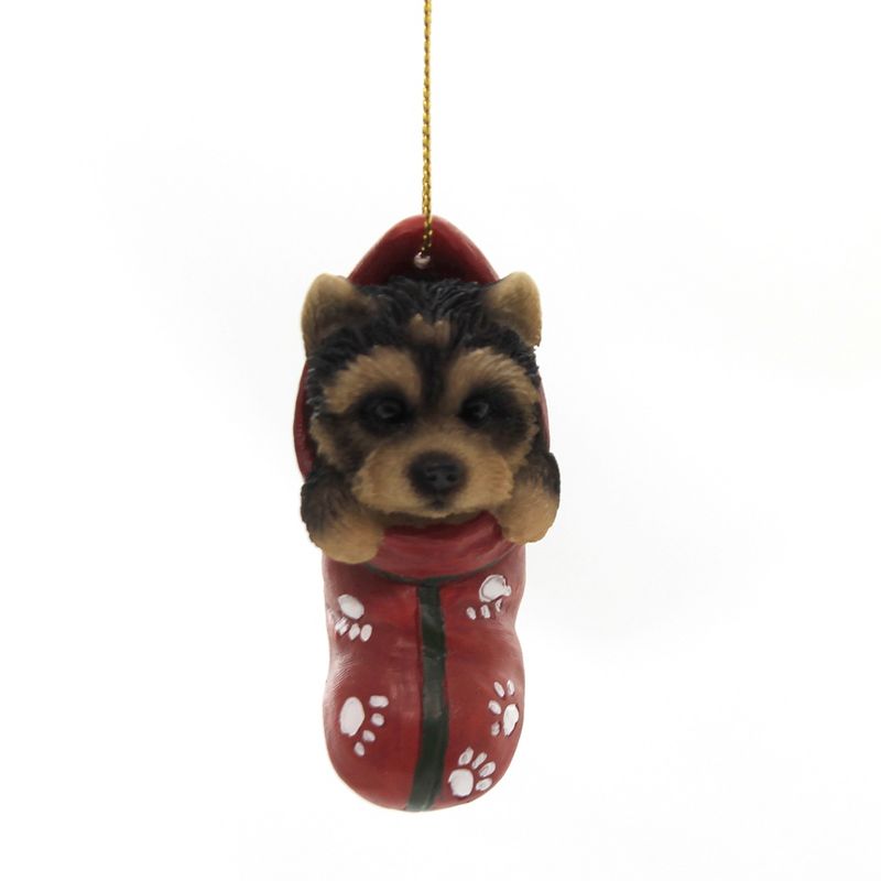 Holiday Ornaments 2.5" Yorkie Stocking Paw Print Christmas  -  Tree Ornaments