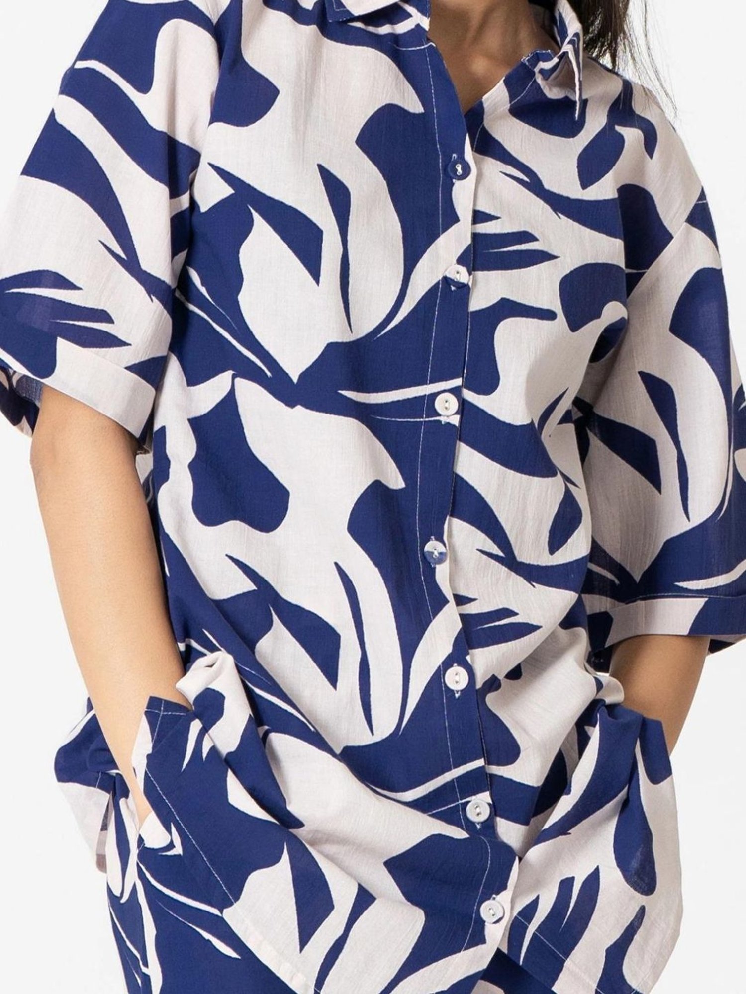 Kameez by Pooja White & Purple Capsule 24 Digital Print Cotton Shirt and Pant Co-ord Set