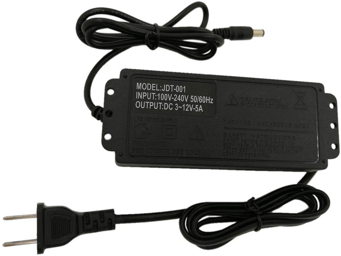 YUNBO AC 100-240V to DC 3-12V 5A 60W Universal Adjustable Power Supply Adapter for LED Strip lights