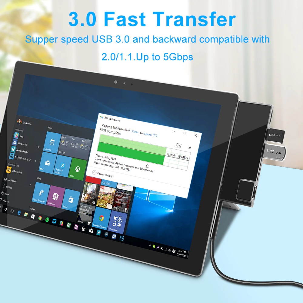 Misskit usb 3.0 HUB card reader 4K HDMI-compatible Gigabit Ethernet adapter SD/TF micro SD for Microsoft Surface Pro 5/6