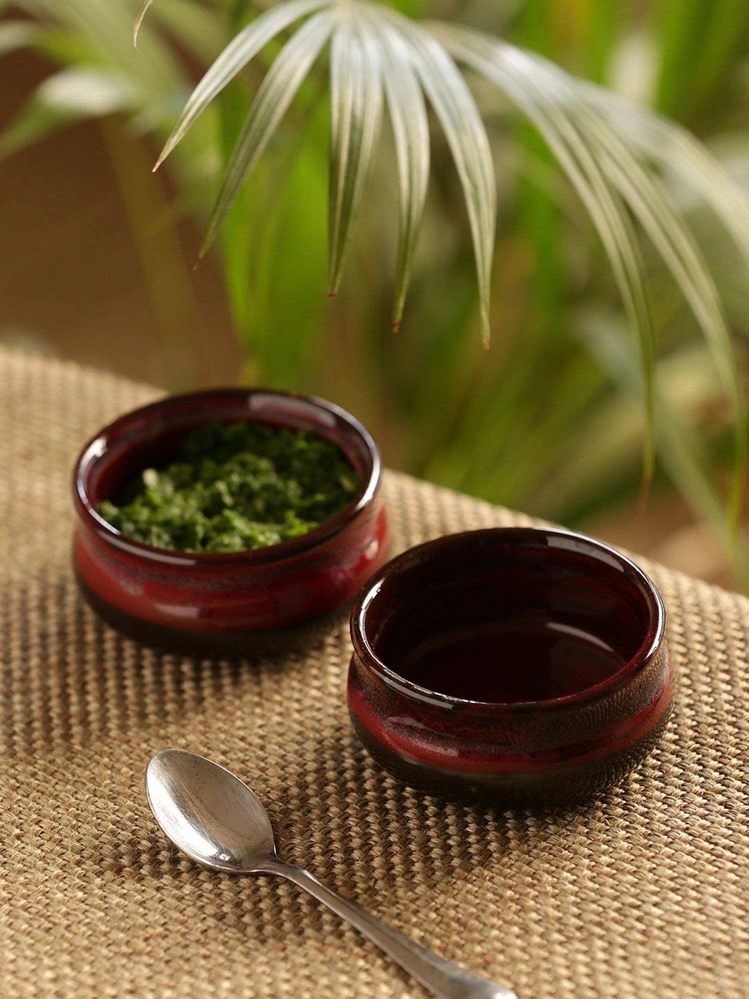 ExclusiveLane 'Blushing Lava' Hand Glazed Studio Pottery Ceramic Chutney & Pickle Bowls (Set Of 2)