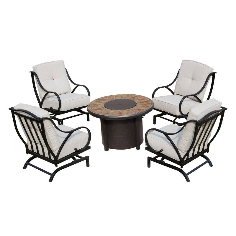 5pc Conversation Steel Patio Seating Sets Cream - Lokatse