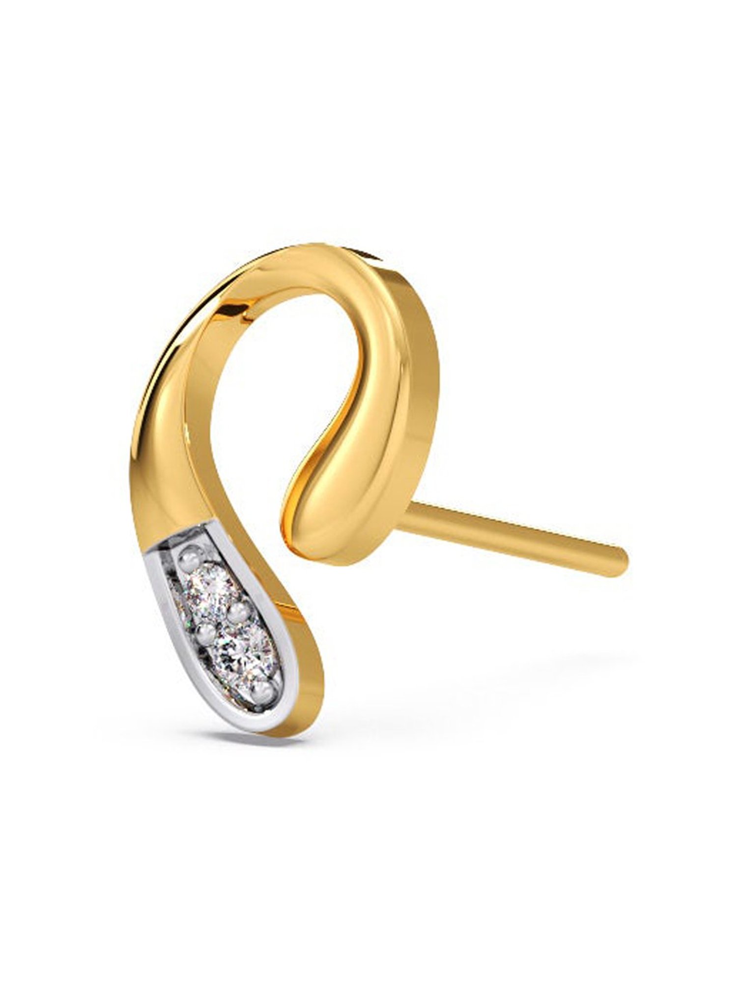 Candere by Kalyan Jewellers Stylish 18K Yellow Gold and Diamond Stud Earrings