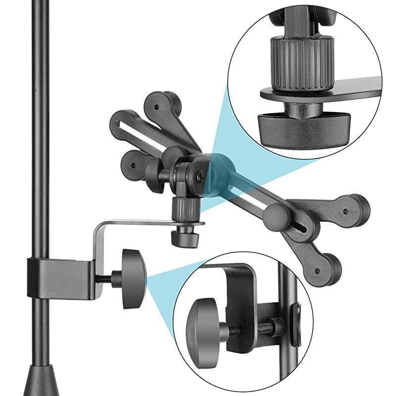 611 inches Adjustable Music Mic Microphone Stand Tablet Mount with 360 Degree Swivel Holder for Apple iPad Pro Air Mini Google Nexus Samsung Galaxy