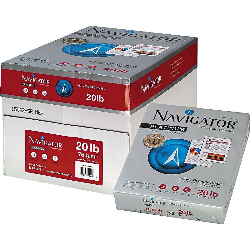 Navigator Platinum Paper 99 Brightness 20lb 8-1/2 x 11 White 5000/Carton NPL1120