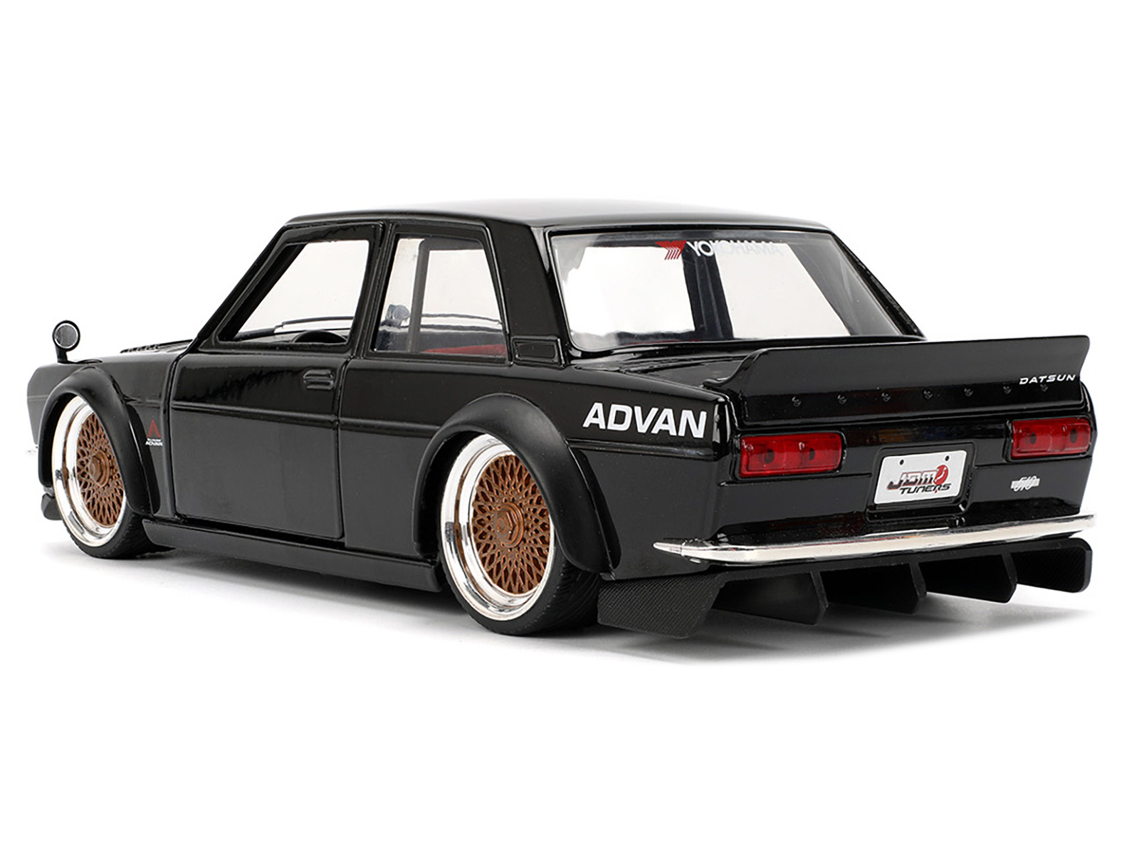 1973 Datsun 510 Black with Gold Wheels "JDM Tuners" Series 1/24 Diecast Model Car by Jada