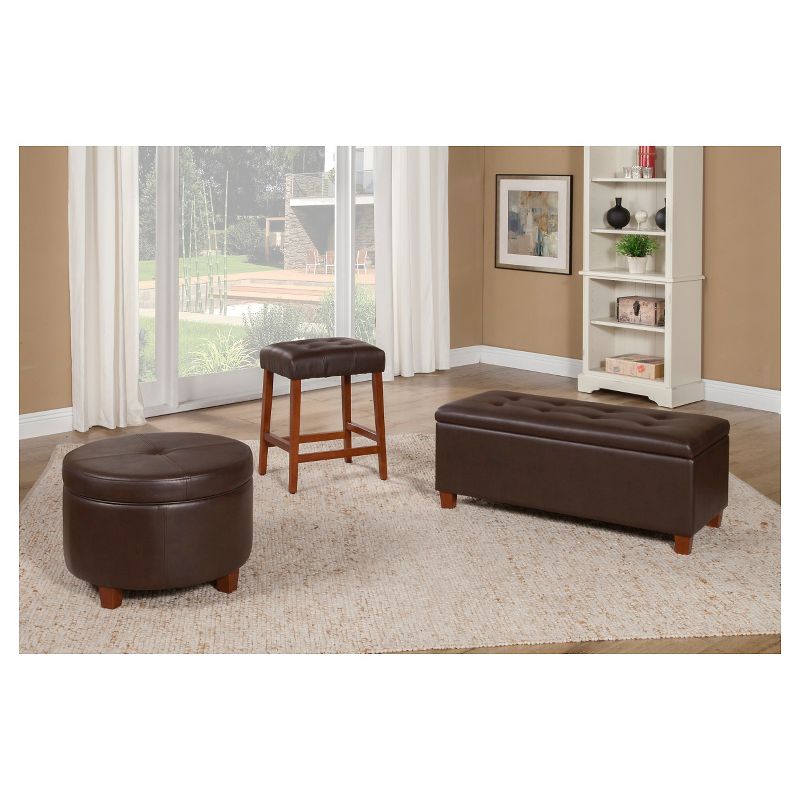 Large Faux Leather Storage Bench Chocolate Brown - HomePop