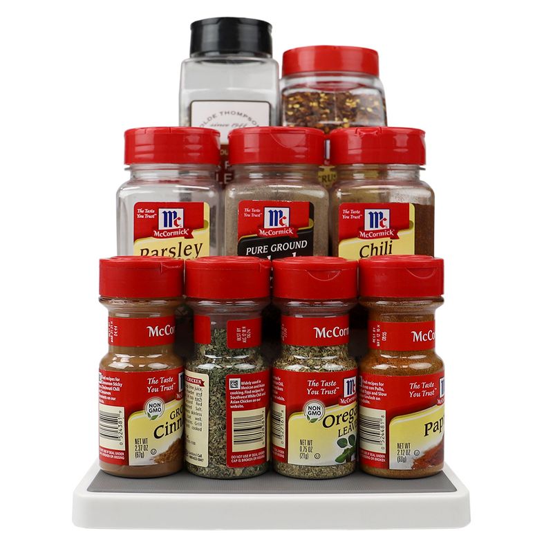 Home Basics 3 Tier  Rubber Lined Plastic Seasoning Rack, White