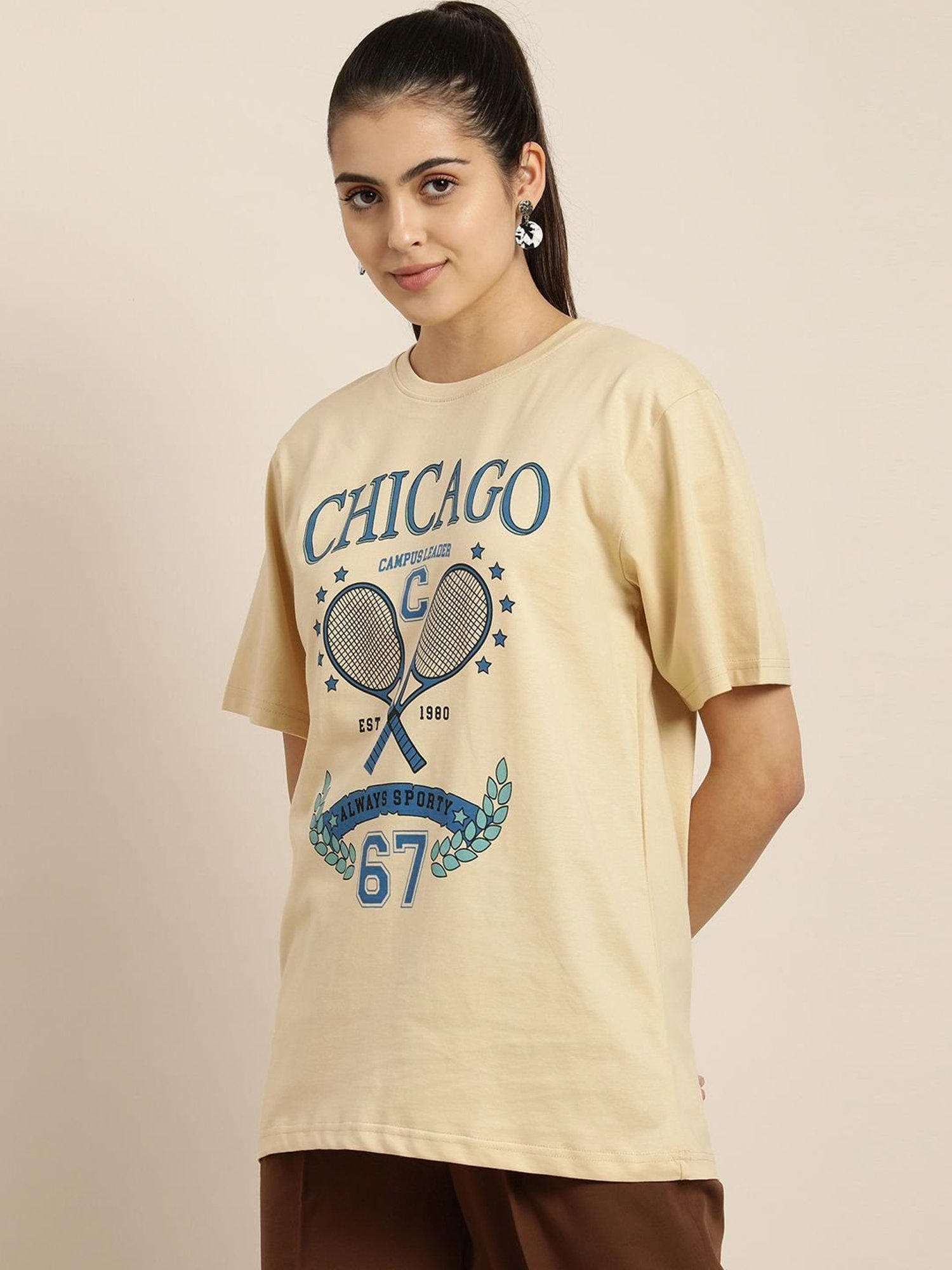 Dillinger Beige Cotton Graphic Print T-Shirt