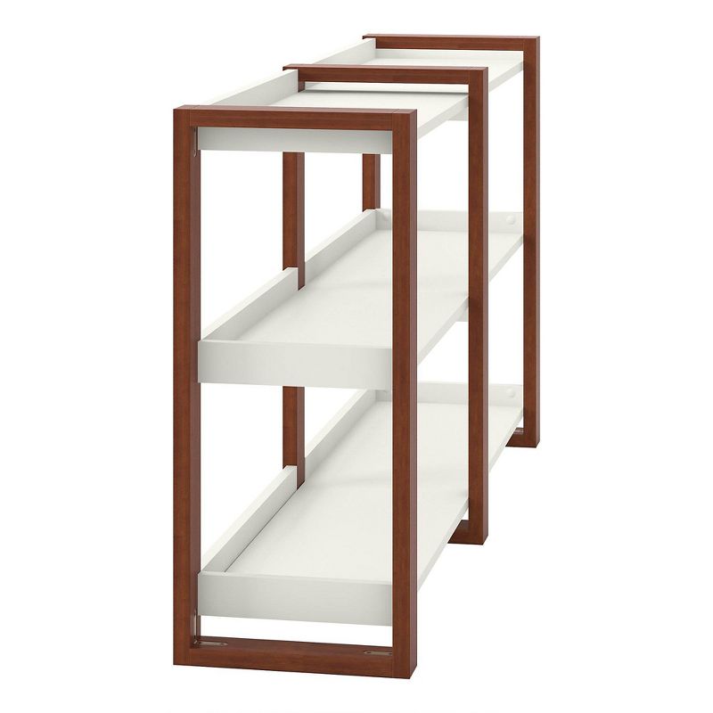 Voss Console Table with Shelves Cotton White/Serene Cherry - Kathy Ireland Home