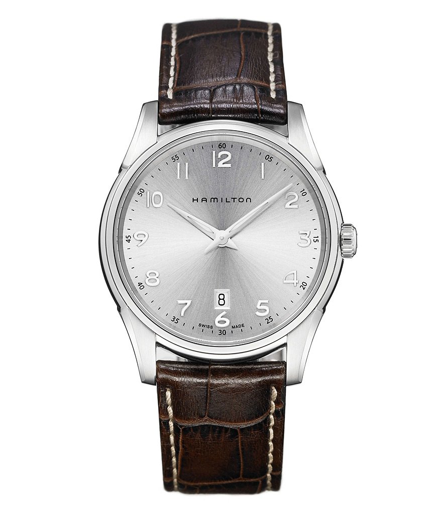 Hamilton Jazzmaster Thinline Analog & Date Leather-Strap Watch