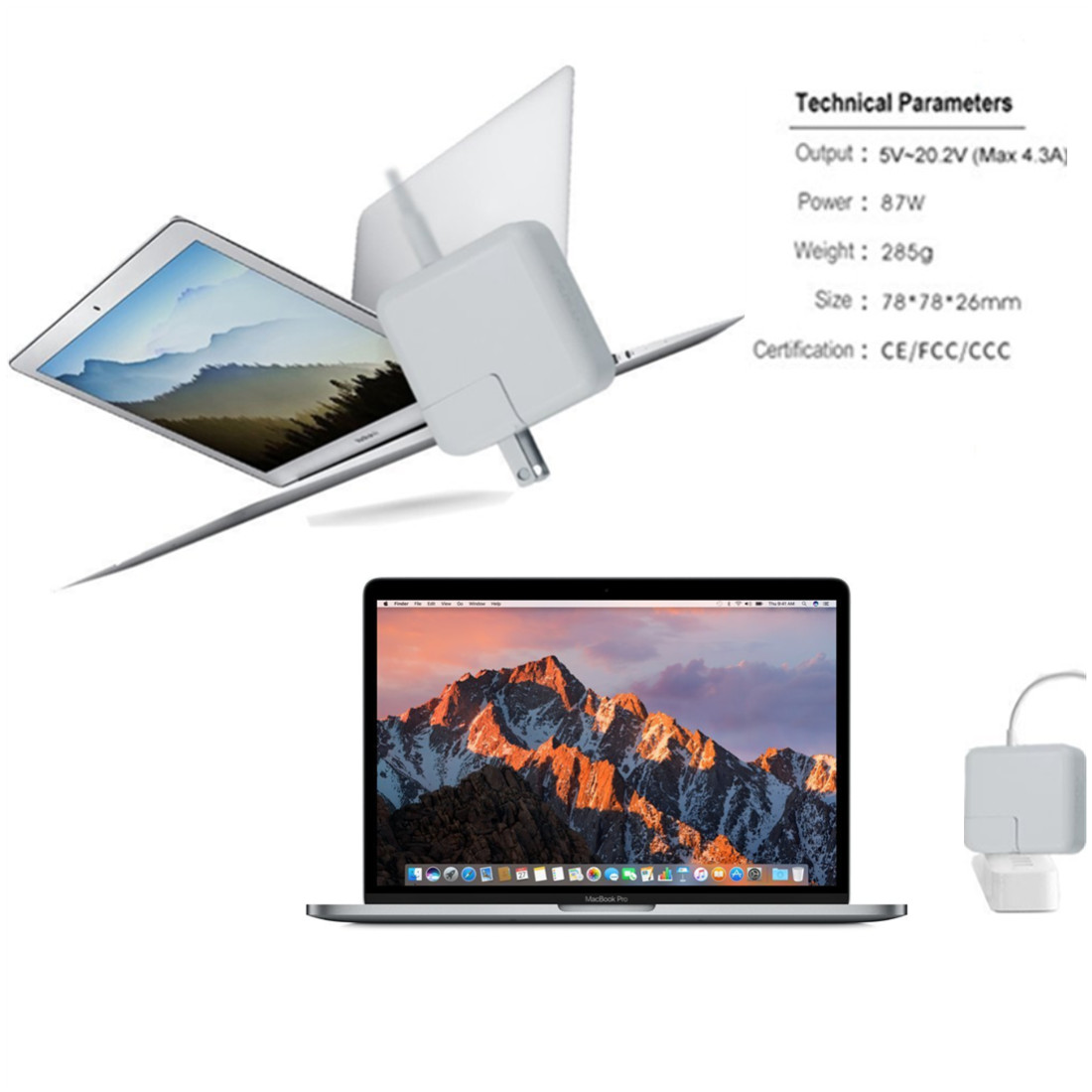 Apple Macbook Charger 87W USB-C Power Adapter Charger with USB-C to USB-C Charge Cable 6.56 ft (2 m)