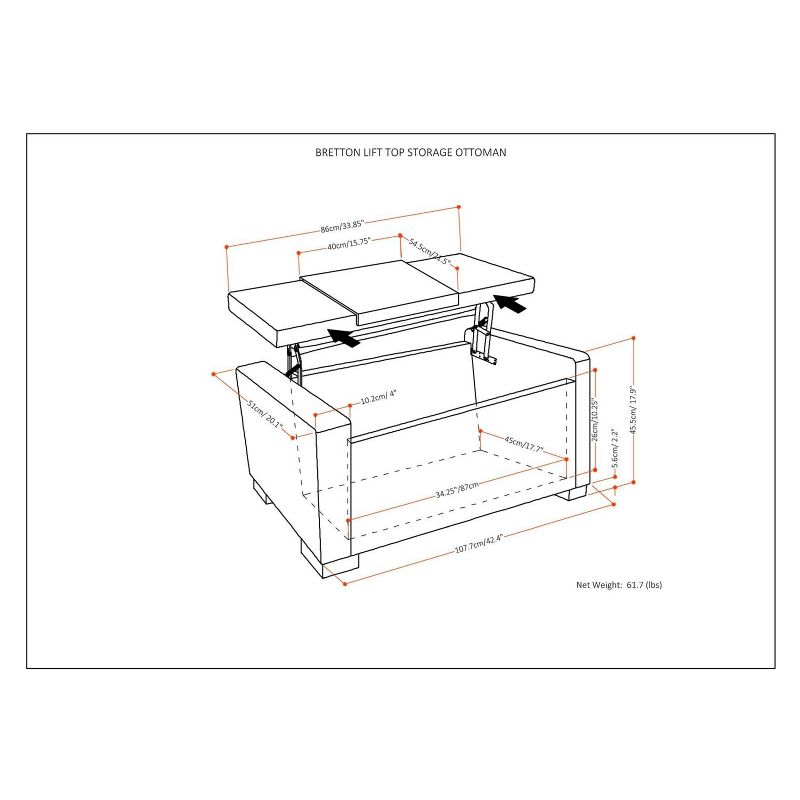 42" Crosby Lift Top Storage Ottoman Deep Umber Brown Fabric - WyndenHall