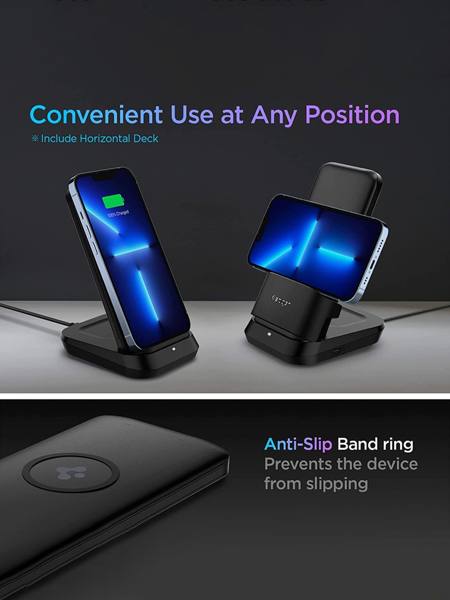 Spigen 5in1 10000 mAh Wireless Power Bank with USB-C Dual Charging Dock (Black)