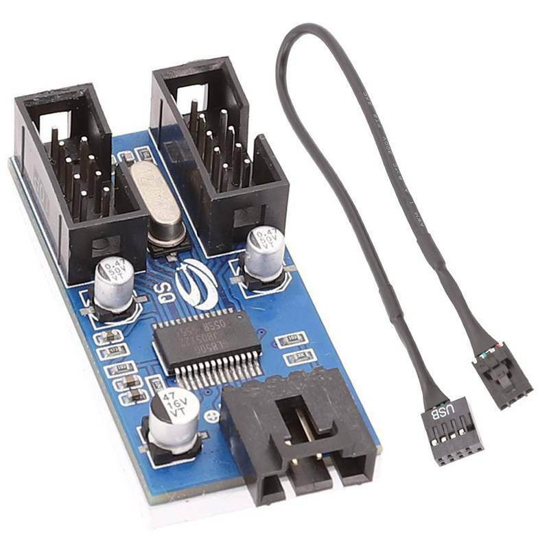 9 Pin USB Header Male 1 to 2 Female Extension Splitter Port Multiplier Cable Connector For Desktop Motherboard